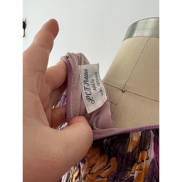 Vintage 1970s Sheer Crinkle Floral Dress Purple Sweet Cottagecore - Picture 10 of 10